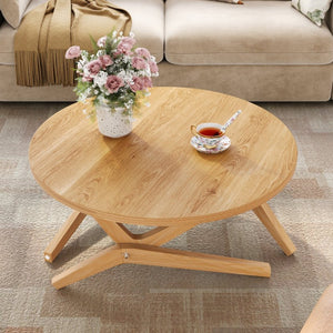 English Elm Round Solid Rubberwood Adjustable Height Coffee Cocktail Table for Modern Living Rooms N735P369877N