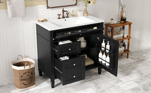 English Elm 36'' Modern Bathroom Vanity With Resin Sink, Storage Cabinet & Tip-Out Drawer For Stylish Organization SW000119AAB-2