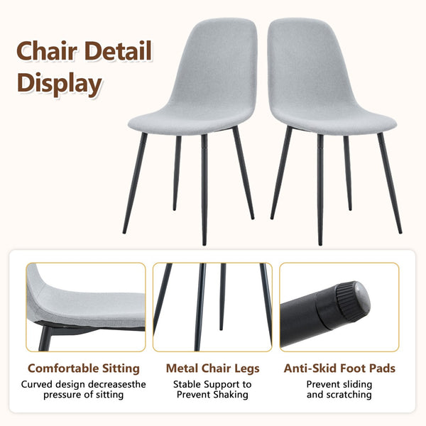 English Elm Table And Chair Set - Stylish Walnut Grain Dining Table With 6 Comfortable Light Gray Chairs W1151S04292-GIGA