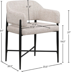 Meridian Furniture Dame Woven Polyester Dining Chair with Matte Black Iron Frame for Modern Interiors Style Beige 974Beige-C