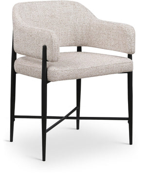 Meridian Furniture Dame Woven Polyester Dining Chair with Matte Black Iron Frame for Modern Interiors Style Beige 974Beige-C