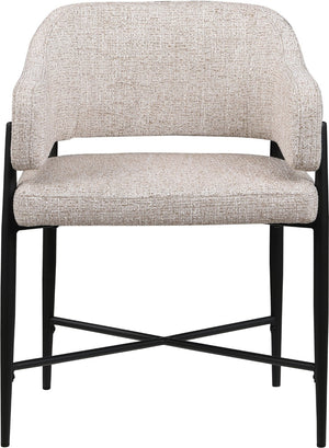 Meridian Furniture Dame Woven Polyester Dining Chair with Matte Black Iron Frame for Modern Interiors Style Beige 974Beige-C