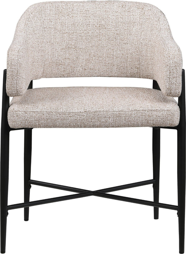 Meridian Furniture Dame Woven Polyester Dining Chair with Matte Black Iron Frame for Modern Interiors Style Beige 974Beige-C