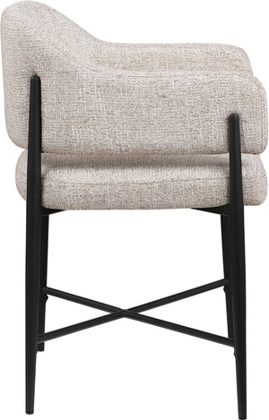 Meridian Furniture Dame Woven Polyester Dining Chair with Matte Black Iron Frame for Modern Interiors Style Beige 974Beige-C