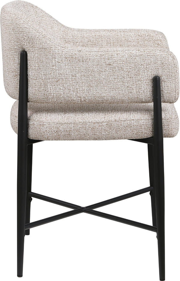 Meridian Furniture Dame Woven Polyester Dining Chair with Matte Black Iron Frame for Modern Interiors Style Beige 974Beige-C
