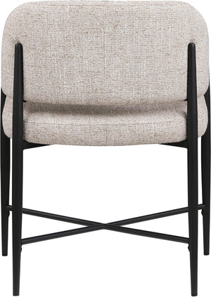 Meridian Furniture Dame Woven Polyester Dining Chair with Matte Black Iron Frame for Modern Interiors Style Beige 974Beige-C