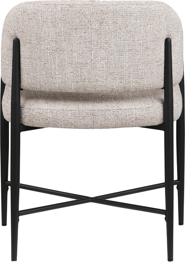 Meridian Furniture Dame Woven Polyester Dining Chair with Matte Black Iron Frame for Modern Interiors Style Beige 974Beige-C