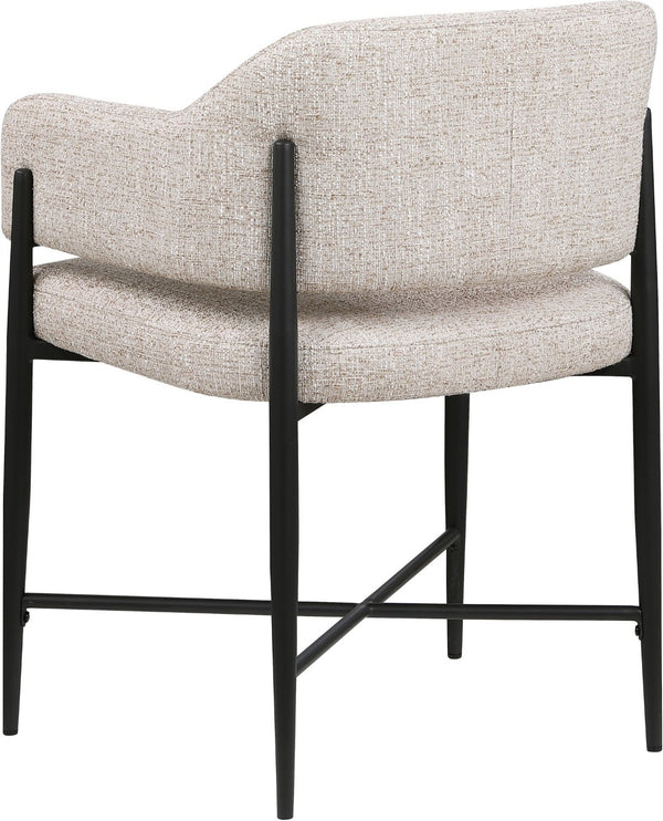 Meridian Furniture Dame Woven Polyester Dining Chair with Matte Black Iron Frame for Modern Interiors Style Beige 974Beige-C
