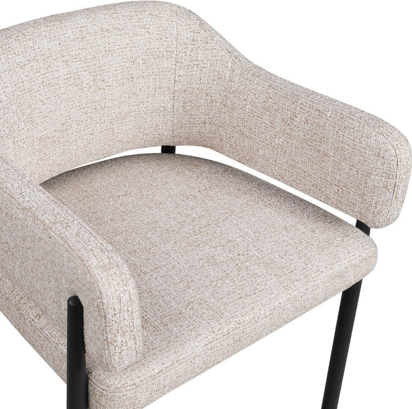 Meridian Furniture Dame Woven Polyester Dining Chair with Matte Black Iron Frame for Modern Interiors Style Beige 974Beige-C