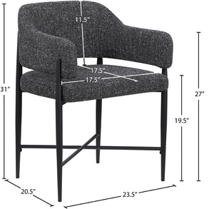 Meridian Furniture Dame Woven Polyester Dining Chair with Matte Black Iron Frame for Modern Interiors Style Black 974Black-C