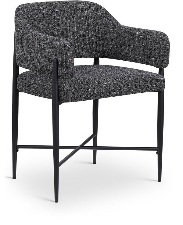 Meridian Furniture Dame Woven Polyester Dining Chair with Matte Black Iron Frame for Modern Interiors Style Black 974Black-C