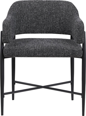 Meridian Furniture Dame Woven Polyester Dining Chair with Matte Black Iron Frame for Modern Interiors Style Black 974Black-C