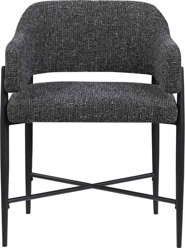 Meridian Furniture Dame Woven Polyester Dining Chair with Matte Black Iron Frame for Modern Interiors Style Black 974Black-C