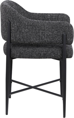 Meridian Furniture Dame Woven Polyester Dining Chair with Matte Black Iron Frame for Modern Interiors Style Black 974Black-C