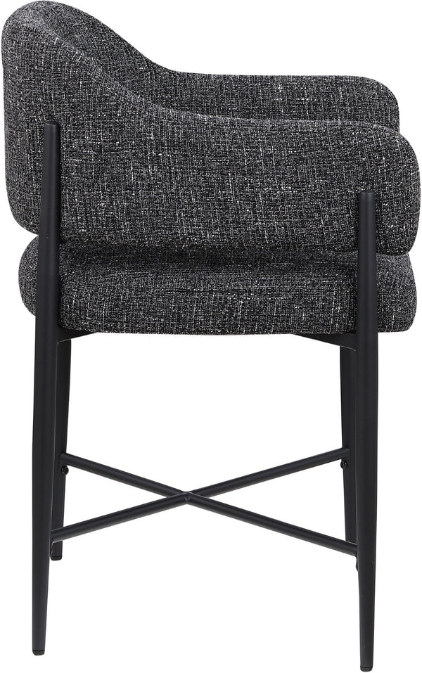 Meridian Furniture Dame Woven Polyester Dining Chair with Matte Black Iron Frame for Modern Interiors Style Black 974Black-C