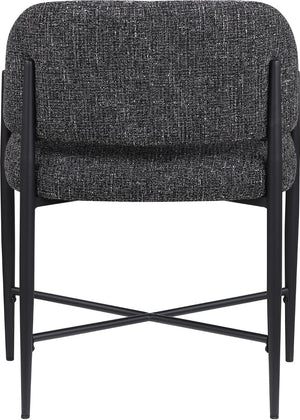 Meridian Furniture Dame Woven Polyester Dining Chair with Matte Black Iron Frame for Modern Interiors Style Black 974Black-C
