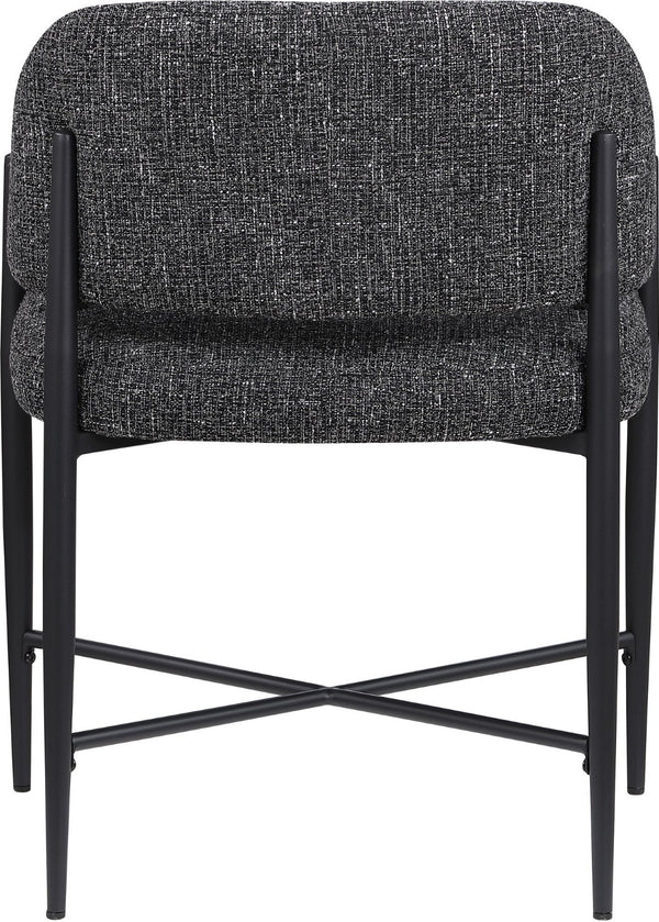 Meridian Furniture Dame Woven Polyester Dining Chair with Matte Black Iron Frame for Modern Interiors Style Black 974Black-C