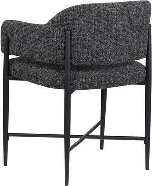 Meridian Furniture Dame Woven Polyester Dining Chair with Matte Black Iron Frame for Modern Interiors Style Black 974Black-C