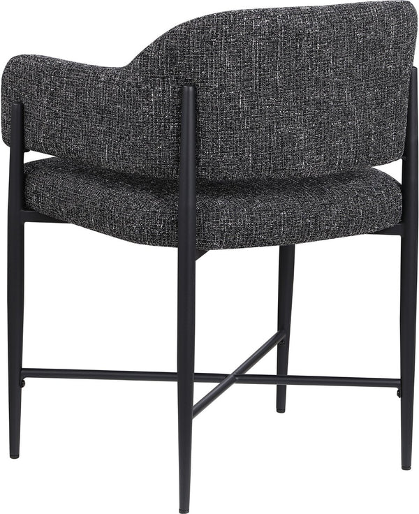 Meridian Furniture Dame Woven Polyester Dining Chair with Matte Black Iron Frame for Modern Interiors Style Black 974Black-C
