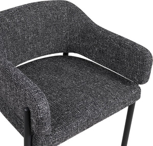 Meridian Furniture Dame Woven Polyester Dining Chair with Matte Black Iron Frame for Modern Interiors Style Black 974Black-C