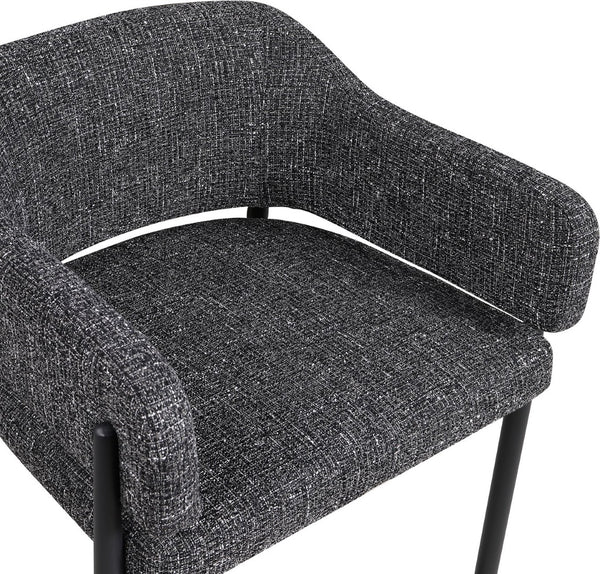 Meridian Furniture Dame Woven Polyester Dining Chair with Matte Black Iron Frame for Modern Interiors Style Black 974Black-C