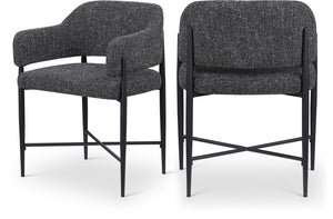 Meridian Furniture Dame Woven Polyester Dining Chair with Matte Black Iron Frame for Modern Interiors Style Black 974Black-C