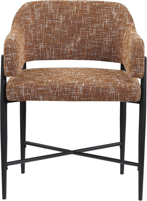 Meridian Furniture Dame Woven Polyester Dining Chair with Matte Black Iron Frame for Modern Interiors Style Cognac 974Cognac-C