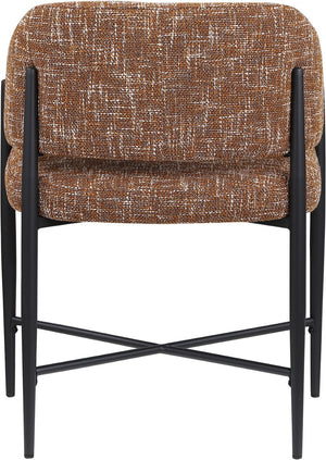 Meridian Furniture Dame Woven Polyester Dining Chair with Matte Black Iron Frame for Modern Interiors Style Cognac 974Cognac-C