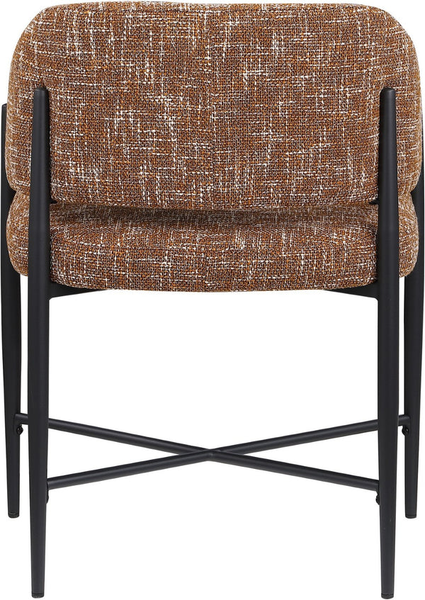 Meridian Furniture Dame Woven Polyester Dining Chair with Matte Black Iron Frame for Modern Interiors Style Cognac 974Cognac-C