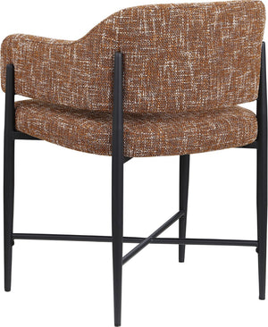 Meridian Furniture Dame Woven Polyester Dining Chair with Matte Black Iron Frame for Modern Interiors Style Cognac 974Cognac-C