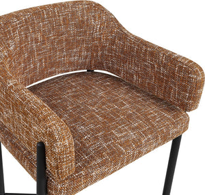 Meridian Furniture Dame Woven Polyester Dining Chair with Matte Black Iron Frame for Modern Interiors Style Cognac 974Cognac-C