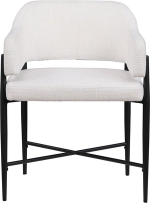 Meridian Furniture Dame Woven Polyester Dining Chair with Matte Black Iron Frame for Modern Interiors Style Cream 974Cream-C