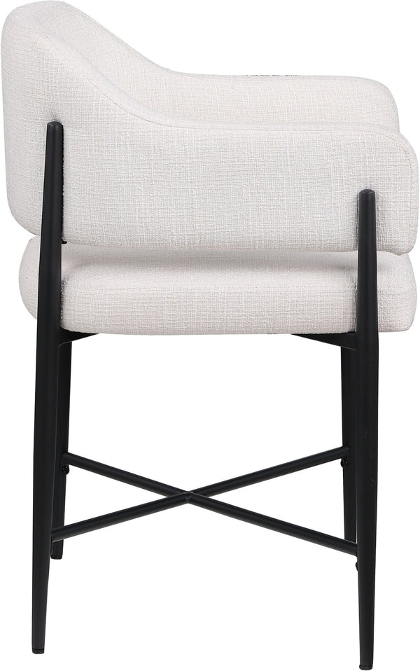 Meridian Furniture Dame Woven Polyester Dining Chair with Matte Black Iron Frame for Modern Interiors Style Cream 974Cream-C