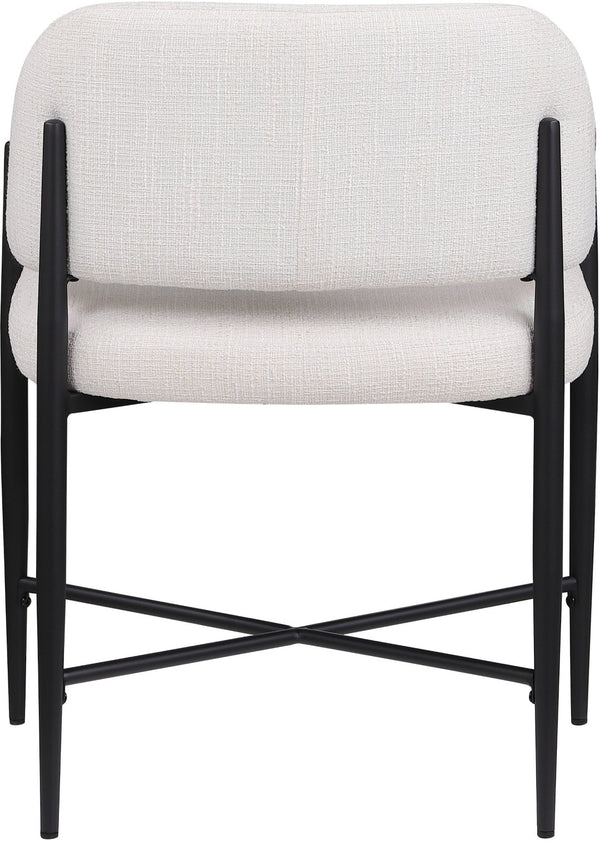Meridian Furniture Dame Woven Polyester Dining Chair with Matte Black Iron Frame for Modern Interiors Style Cream 974Cream-C