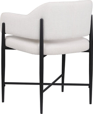 Meridian Furniture Dame Woven Polyester Dining Chair with Matte Black Iron Frame for Modern Interiors Style Cream 974Cream-C