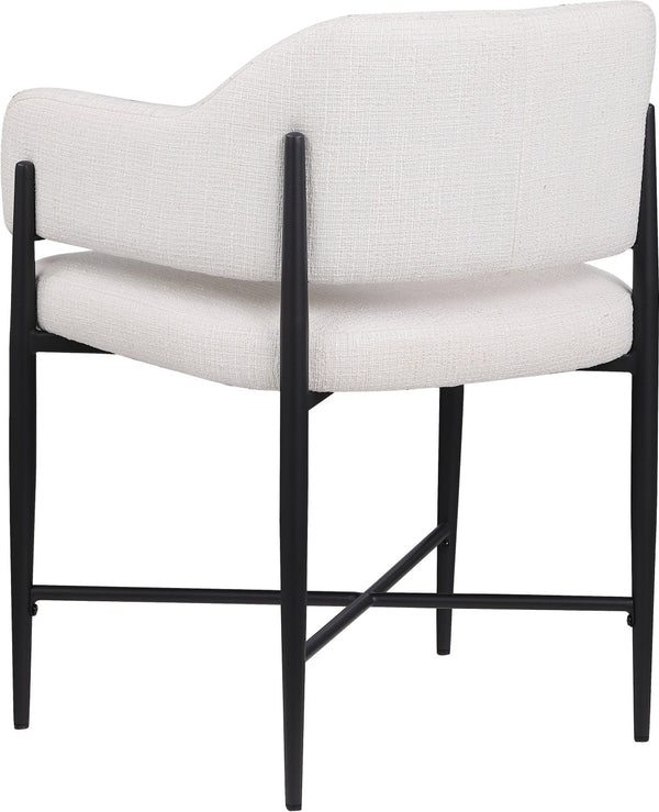 Meridian Furniture Dame Woven Polyester Dining Chair with Matte Black Iron Frame for Modern Interiors Style Cream 974Cream-C