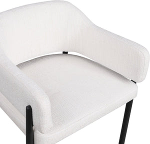 Meridian Furniture Dame Woven Polyester Dining Chair with Matte Black Iron Frame for Modern Interiors Style Cream 974Cream-C