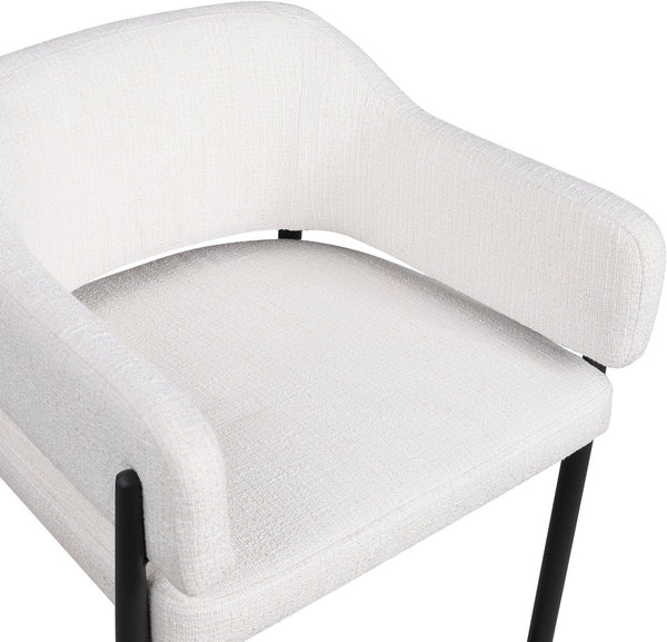 Meridian Furniture Dame Woven Polyester Dining Chair with Matte Black Iron Frame for Modern Interiors Style Cream 974Cream-C