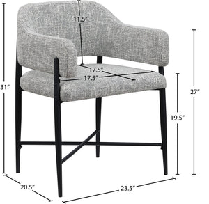 Meridian Furniture Dame Woven Polyester Dining Chair with Matte Black Iron Frame for Modern Interiors Style Grey 974Grey-C