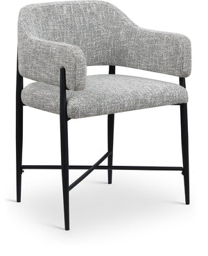 Meridian Furniture Dame Woven Polyester Dining Chair with Matte Black Iron Frame for Modern Interiors Style Grey 974Grey-C
