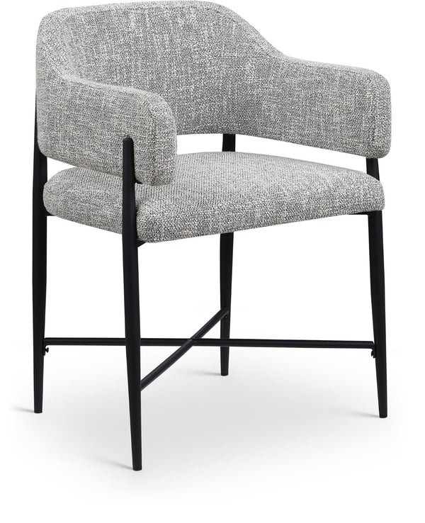 Meridian Furniture Dame Woven Polyester Dining Chair with Matte Black Iron Frame for Modern Interiors Style Grey 974Grey-C
