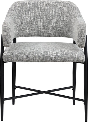 Meridian Furniture Dame Woven Polyester Dining Chair with Matte Black Iron Frame for Modern Interiors Style Grey 974Grey-C
