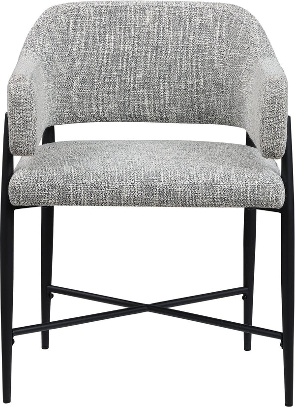 Meridian Furniture Dame Woven Polyester Dining Chair with Matte Black Iron Frame for Modern Interiors Style Grey 974Grey-C