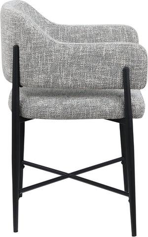 Meridian Furniture Dame Woven Polyester Dining Chair with Matte Black Iron Frame for Modern Interiors Style Grey 974Grey-C