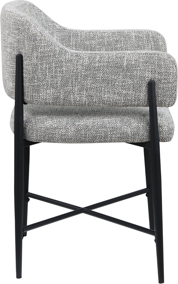 Meridian Furniture Dame Woven Polyester Dining Chair with Matte Black Iron Frame for Modern Interiors Style Grey 974Grey-C