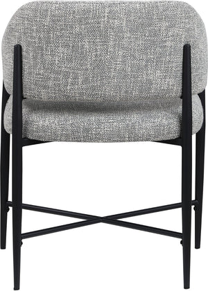 Meridian Furniture Dame Woven Polyester Dining Chair with Matte Black Iron Frame for Modern Interiors Style Grey 974Grey-C