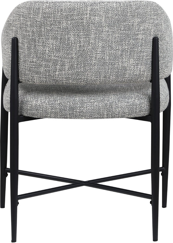 Meridian Furniture Dame Woven Polyester Dining Chair with Matte Black Iron Frame for Modern Interiors Style Grey 974Grey-C