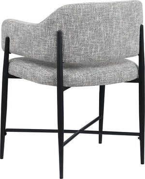 Meridian Furniture Dame Woven Polyester Dining Chair with Matte Black Iron Frame for Modern Interiors Style Grey 974Grey-C