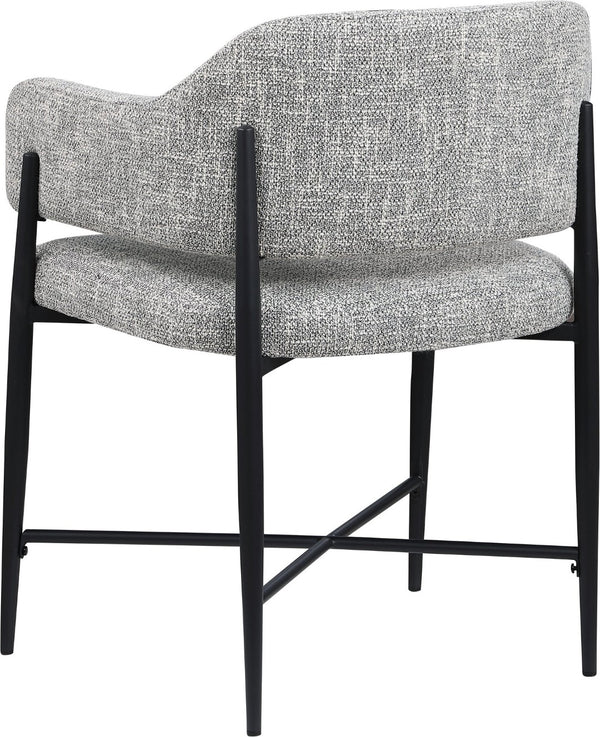 Meridian Furniture Dame Woven Polyester Dining Chair with Matte Black Iron Frame for Modern Interiors Style Grey 974Grey-C