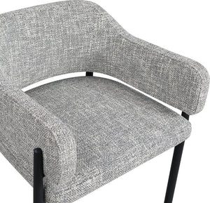 Meridian Furniture Dame Woven Polyester Dining Chair with Matte Black Iron Frame for Modern Interiors Style Grey 974Grey-C